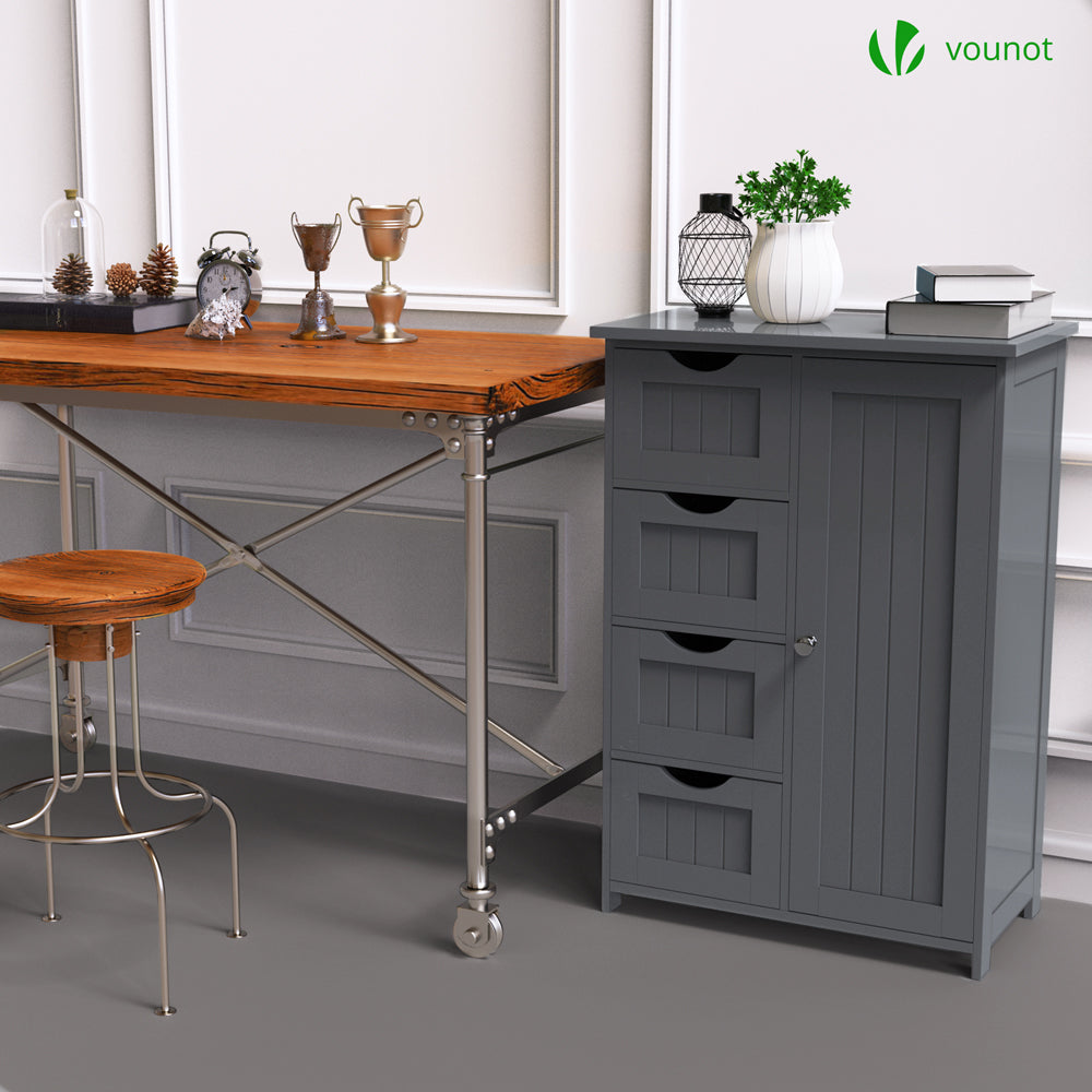 VOUNOT Bathroom Storage Cabinet Floor Freestanding Cupboard 55x30x82cm ...