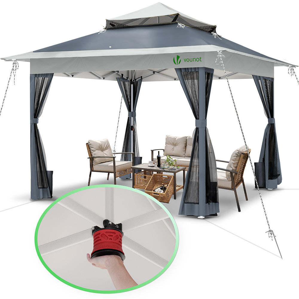 VOUNOT 3.6x3.6m Pop Up Gazebo w/Central Lock System Mesh Sides Double
