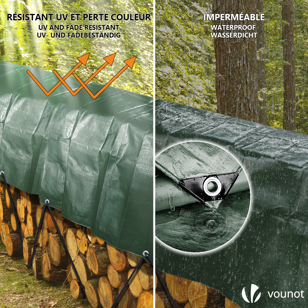 tarp 3x4m wasserdicht VOUNOT 3x4m Tarpaulin Heavy Duty 240 g/m² Waterproof Tarp Green