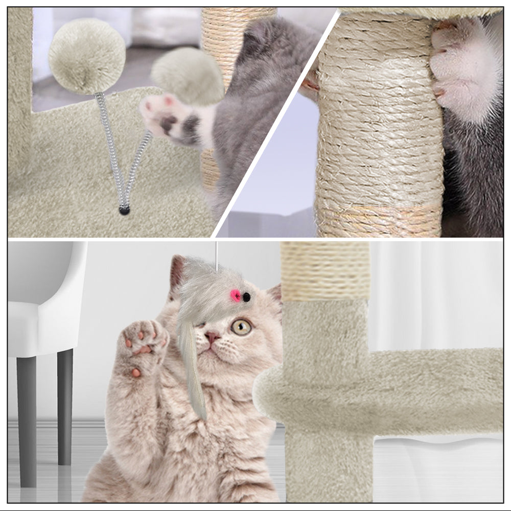 VOUNOT Cat Tree Tower, Cat Condo with Sisal Scratching Post, Beige, XL