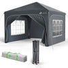 VOUNOT 3m x 3m Pop Up Water Gazebo with Sides, Arched Roof & 4 Weight Bags & Carry Bag, Grey