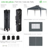 VOUNOT 3x3m Pop Up Gazebo with Sides, Central Lock System & 4 Weight Bags, Grey - VOUNOTUK