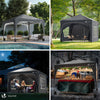 VOUNOT 3m x 3m Pop Up Water Gazebo with Sides, Arched Roof & 4 Weight Bags & Carry Bag, Grey