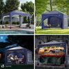 VOUNOT 3m x 3m Pop Up Water Gazebo with Sides, Arched Roof & 4 Weight Bags & Carry Bag, Blue