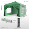 VOUNOT 3m x 3m Pop Up Water Gazebo with Sides, Arched Roof & 4 Weight Bags & Carry Bag, Green