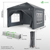 VOUNOT 3m x 3m Pop Up Water Gazebo with Sides, Arched Roof & 4 Weight Bags & Carry Bag, Grey