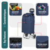 VOUNOT 59L Lightweight Shopping Trolley with 2 Wheels Grocery Cart, Navy Blue