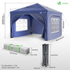 VOUNOT 3m x 3m Pop Up Water Gazebo with Sides, Arched Roof & 4 Weight Bags & Carry Bag, Blue