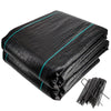 VOUNOT 2x25m Weed Control Fabric with 50 Pegs, Heavy Duty Landscape Ground Cover Membrane, Black