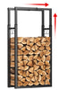VOUNOT Firewood Log Rack, Retractable Metal Log Store Holder for Outdoor or Indoor, Black