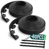 VOUNOT Plastic Garden Edging, Flexible Lawn Edging with 60 Pegs, Black 20m