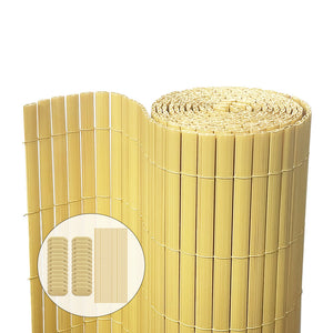 VOUNOT PVC Privacy Screening Fence 90 x 500 cm Reinforced Struts Bamboo - VOUNOTUK