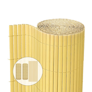 VOUNOT PVC Privacy Screening Fence 80 x 500 cm Reinforced Struts Bamboo - VOUNOTUK