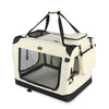 VOUNOT Pet Carrier Bag Portable Foldable Dog Cat Travel Carrier Bag, 3 Entry Doors, Breathable Mesh and Padded Handles, M Beige