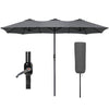 VOUNOT Double Garden Parasol with Hand Crank with Cover, 4.6m Grey