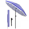 VOUNOT 2m Tilting Garden Parasol UV50+ with Ground Anchor, Blue Stripe