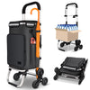 VOUNOT Folding Shopping Trolley, Aluminium Lightweight Shopping Cart 60L Black