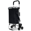 VOUNOT Folding Shopping Trolley on 6 Wheels, Aluminium Lightweight Shopping Cart with Insulated Cooling Bag, 58L, Black