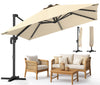 VOUNOT 3x3m Cantilever Parasol 360° Rotation & Tilt Garden Umbrella, Beige