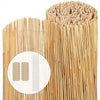 VOUNOT Natural Peeled Reed Fence 90x600cm with Fixing Clips Garden Panel Fence
