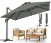 VOUNOT 3x3m Cantilever Parasol 360° Rotation & Tilt Garden Umbrella, Grey