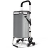 VOUNOT Folding Shopping Trolley on 6 Wheels, Aluminium Lightweight Shopping Cart with Insulated Cooling Bag, 50L Grey