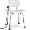 VOUNOT Adjustable Shower Stool w/Backrest Bath Seat Max Load 136 kg, White