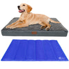 VOUNOT Dog Bed with Cooling Mat, Wahsable Pet Mattress Crate Cushion, Grey 76x51x9cm