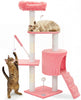VOUNOT Cat Tree with Scratching Posts Multi - Level Cat Activity 112cm Pink
