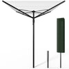 VOUNOT 45m Rotary Washing Line 4 Arm Clothes Airer with Cover and Spike, Black