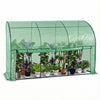 VOUNOT Lean to Wall Greenhouse with Zipped Roll-Up Door 300x100x180cm, Green