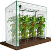 VOUNOT Garden Greenhouse w/Roll-Up Door, 135g/m² PE Cover, 200x77x170cm, White