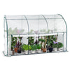 VOUNOT Lean to Wall Greenhouse with Zipped Roll-Up Door 300x100x180cm, White