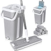 VOUNOT Flat Mop and Bucket set 2-in-1 Hands Free Squeeze with 6 Mop Pads, Grey