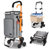 VOUNOT Folding Shopping Trolley, Aluminium Lightweight Shopping Cart 60L Grey