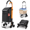VOUNOT Folding Shopping Trolley, Aluminium Lightweight Shopping Cart 58L Black