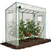VOUNOT Garden Greenhouse w/Roll-Up Door, 135g/m² PE Cover, 200x77x170cm, White