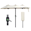 VOUNOT 3m Double Garden Parasol Table Umbrella, with Crank Handle Cover Beige
