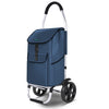 VOUNOT Folding Shopping Trolley with Detachable bag, 2 Mudguard wheels 55L Navy Blue