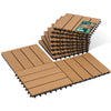 VOUNOT WPC Decking Tiles Set of 11, Outdoor Deck Tiles, 30x30 cm, Natural Wood