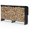 VOUNOT Firewood Log Rack with Cover, Metal Log Store Outdoor 200x26x116cm, Black