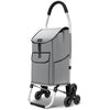 VOUNOT Folding Shopping Trolley on 6 Wheels, Aluminium Lightweight Shopping Cart, 55L Grey