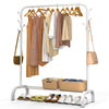VOUNOT Clothes Rack with Shoe Shelf & 8 Hooks Metal Wardrobe 110x41x150cm, White