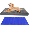 VOUNOT Dog Bed with Cooling Mat, Wahsable Pet Mattress Crate Cushion, Grey 115x81x9cm