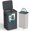 VOUNOT 90L Laundry Basket with Lid, Foldable Hamper w/ Removable Bag, Anthracite