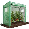 VOUNOT Garden Greenhouse w/Roll-Up Door, 135g/m² PE Cover, 200x77x170cm, Green