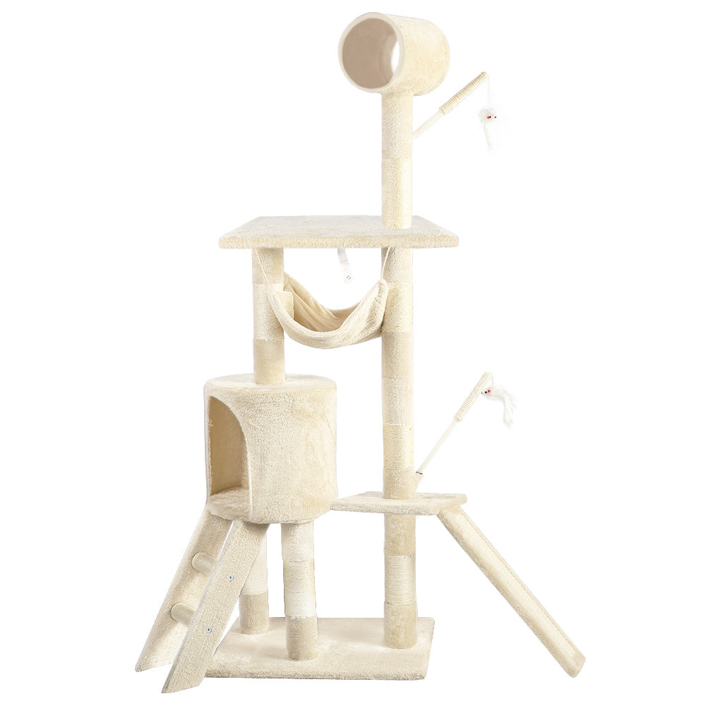 VOUNOT Cat Tree Tower, Cat Condo with Sisal Scratching Post, Beige XXL