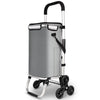VOUNOT Folding Shopping Trolley on 6 Wheels, Aluminium Lightweight Shopping Cart with Insulated Cooling Bag, 58L Grey