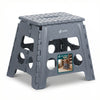 VOUNOT  Folding Step Stool, Anti-Slip Folding Stool, 37x30x32.5 cm Grey