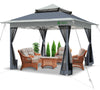 VOUNOT 3.6x3.6m Pop Up Gazebo with Mesh Side Double Roof Marquee Party Tent, Grey